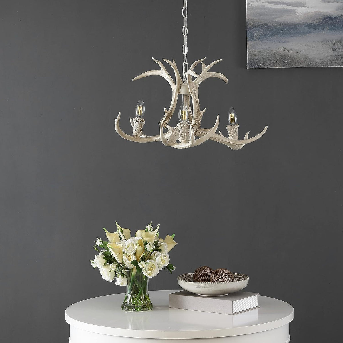 Tolenusi Retro LED Pendant Light White Metal Resin Dining Room/Bedroom