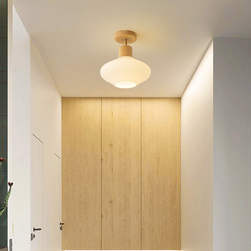 Tovaritu Minimalist Flush Mount Ceiling Light Wood/Walnut Hallway