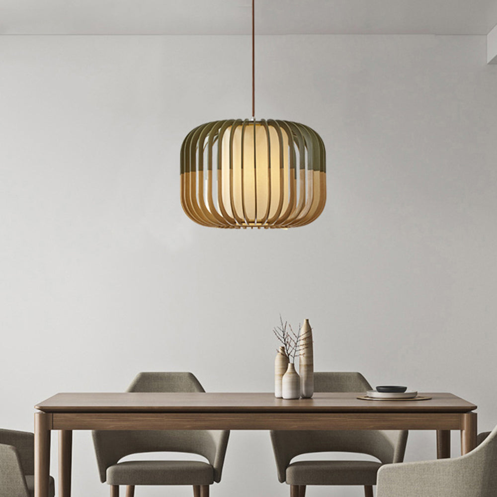 Tamisas Modern Birdcage Wood Pendant Light