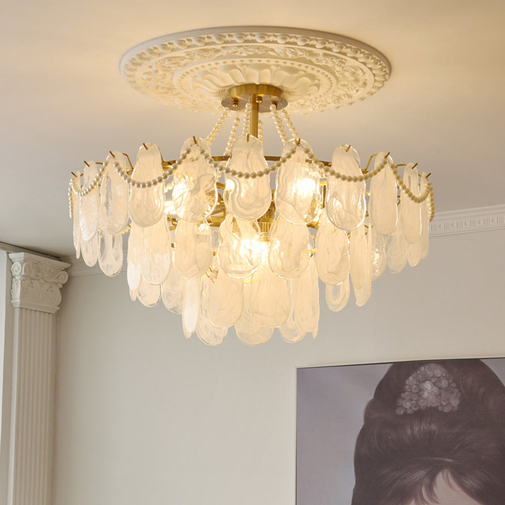 Lopagar Elegant Pearl/Glass/Metal Chandelier, White