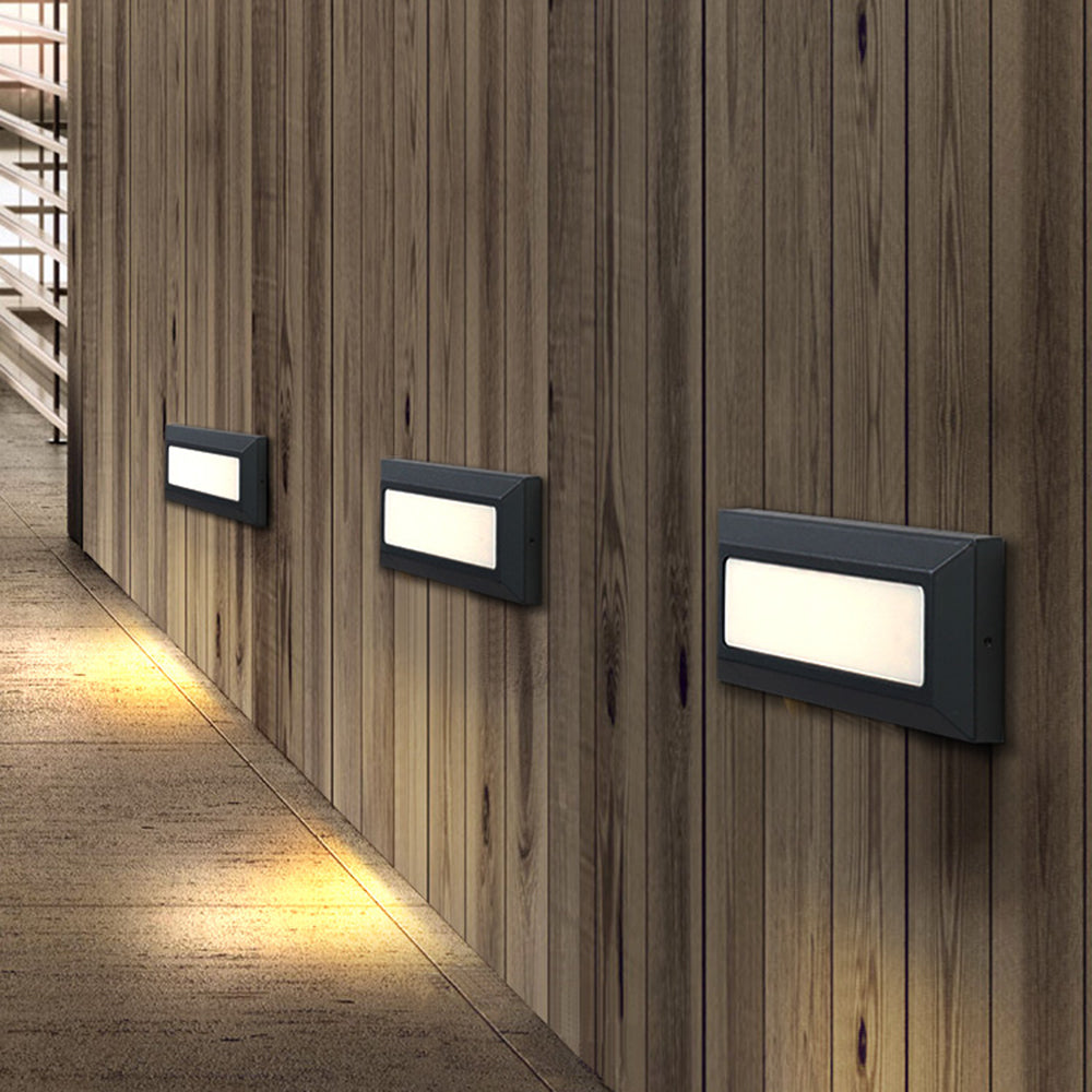 Vekutid Modern Metal Rectangular Outdoor Deck/Step Light, Black