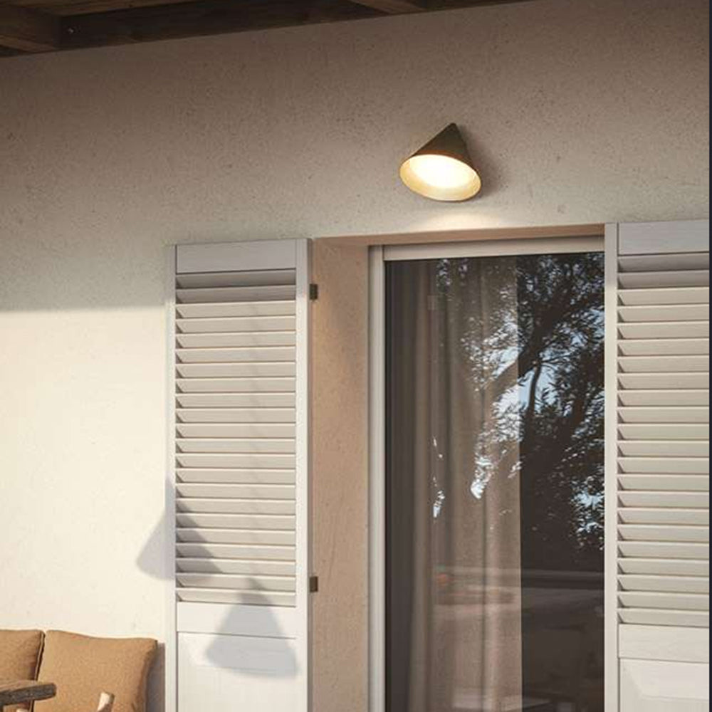Kisumit Modern Minimalist Cone Metal Outdoor Waterproof Wall Lamp，Black/Gold