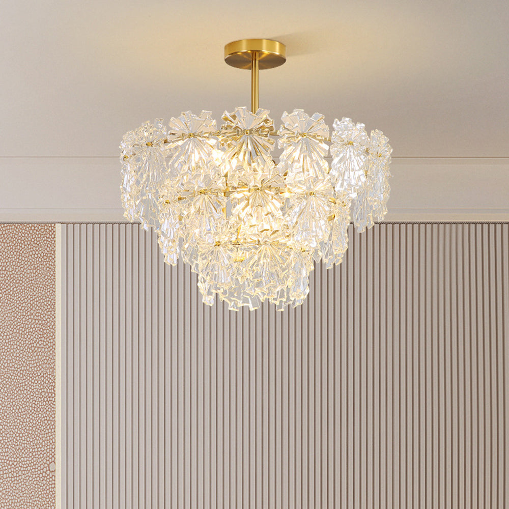 Fanimur Elegant Gold Pendant Light 3 Rings, Metal/Glass