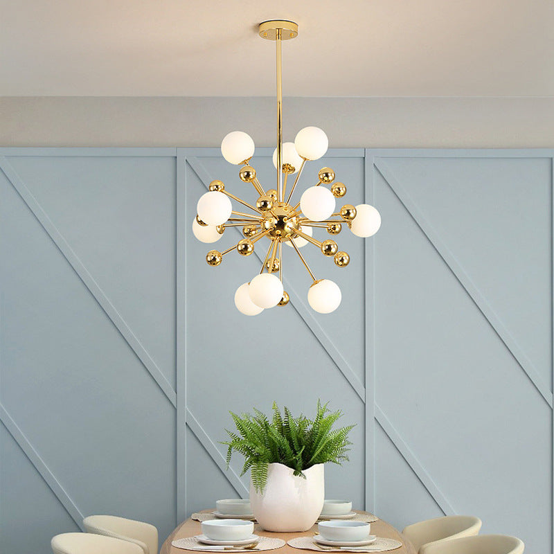 Kasivuro Nordic Firework LED Chandelier Golden Metal Living Room