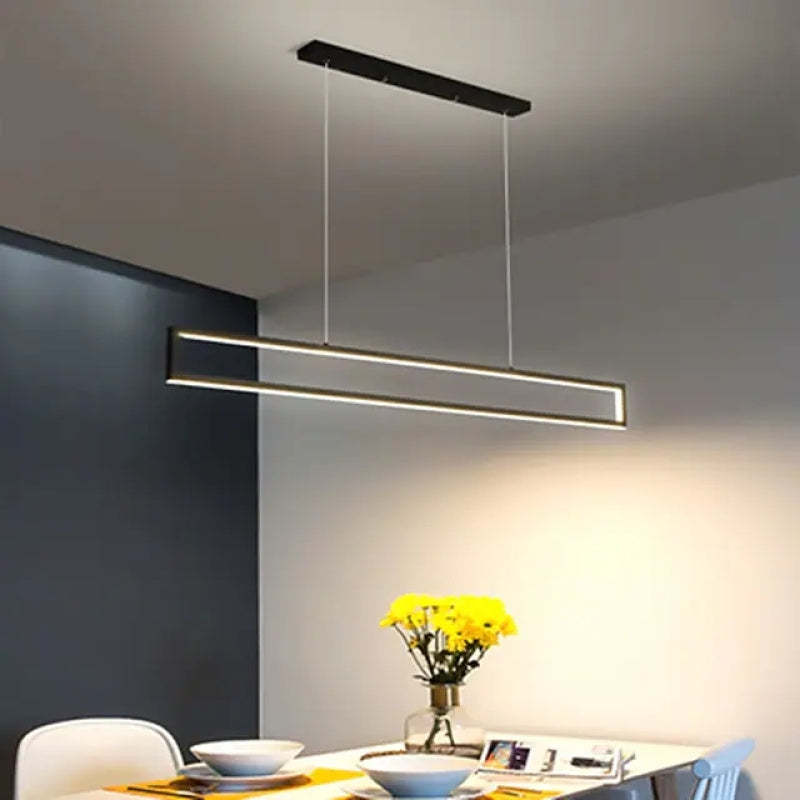 Gesurar Modern Metal Vertical Rectangular Pendant Light, Black