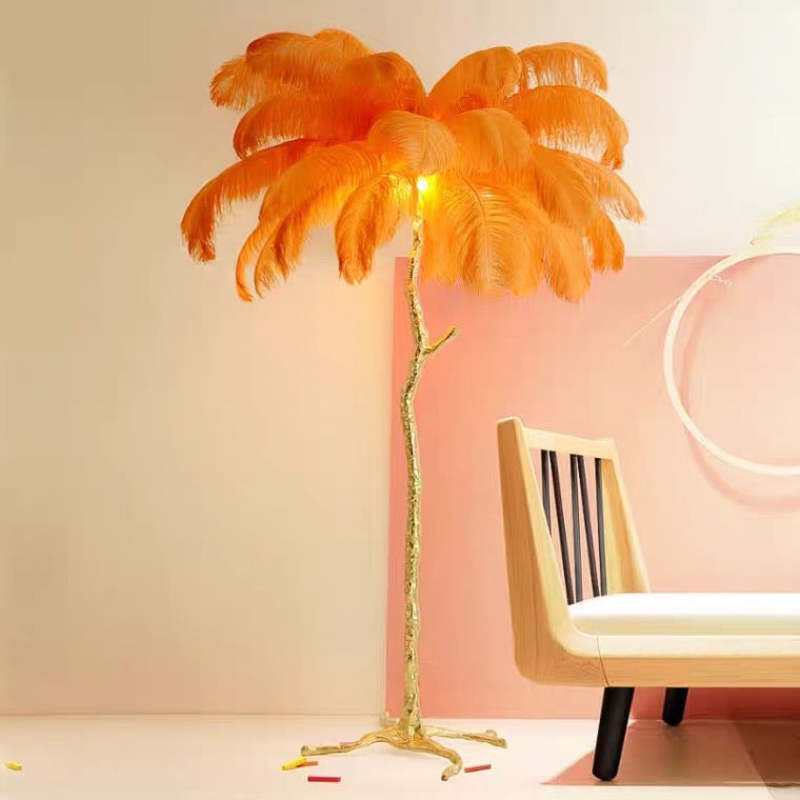 Salenor Nordic Luxury Unique Ostrich Feather Floor Lamp/Table Lamp-Neutral Decor