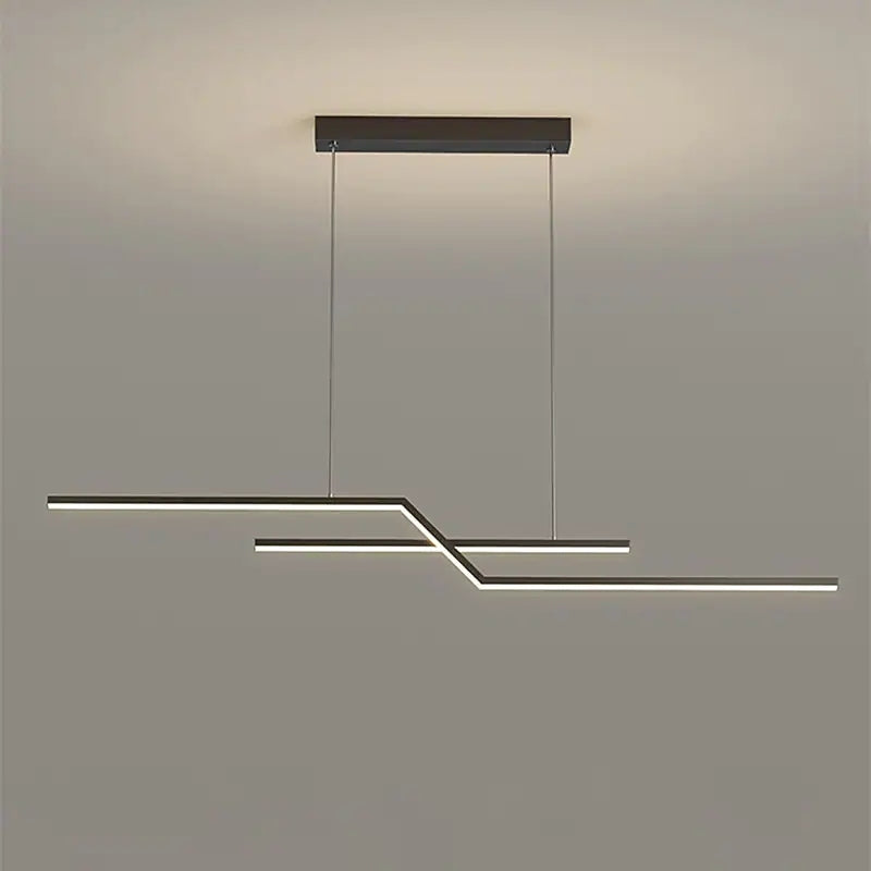 Valiner Parallel Fold Linear Pendant Light, Black/Gold, Living Room