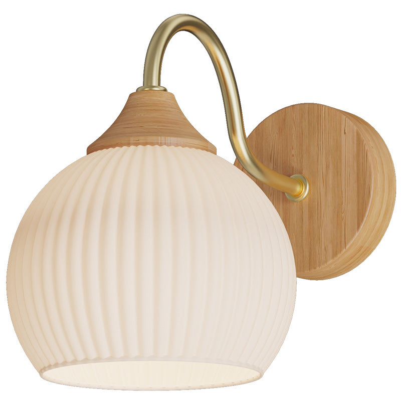 Banobek Nordic Minimalist Indoor Wall Lamp Glass Wood Bedroom Balcony