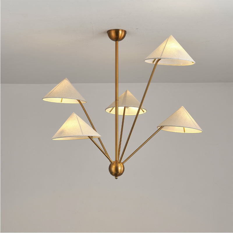 Zopidum Retro Simple LED Chandelier Metal Brass 5 Light Living Room/Kitchen