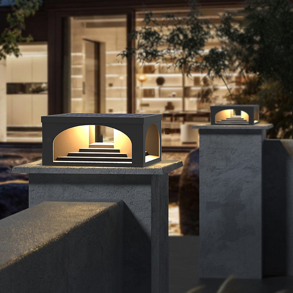 Nikepuk Modern Stair Metal Solar Outdoor Pier-Mount Pillar Light