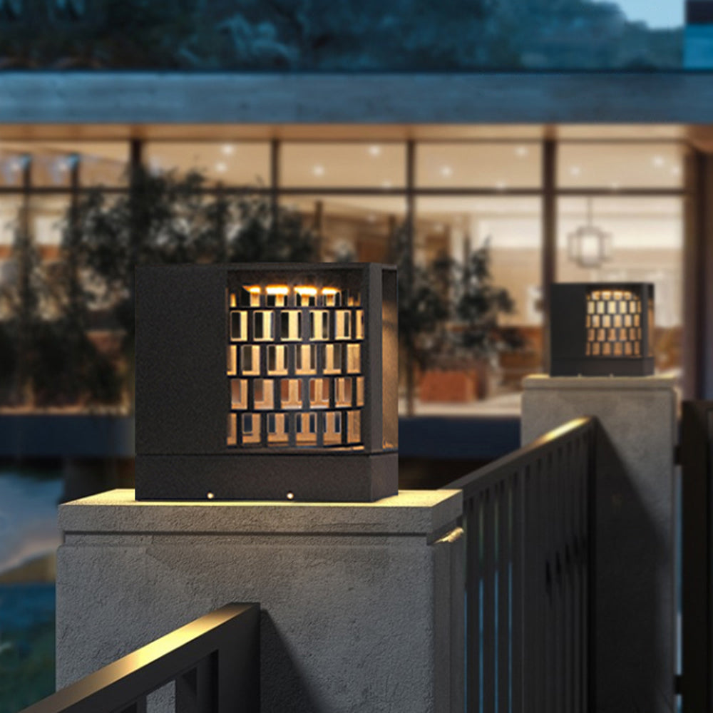 Hagisuk Modern Pattern Metal Outdoor Table Lamps, Black