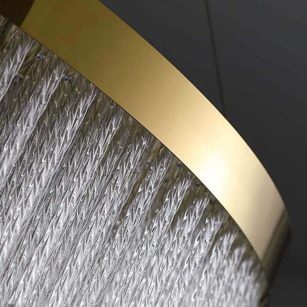 Letanil Modern Spiral Crystal Ring /Rectangle Chandelier, Gold