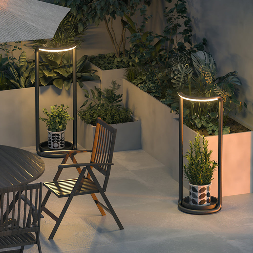 Datisad Minimalist Rectangular Solar LED Outdoor Floor Lamp, Black