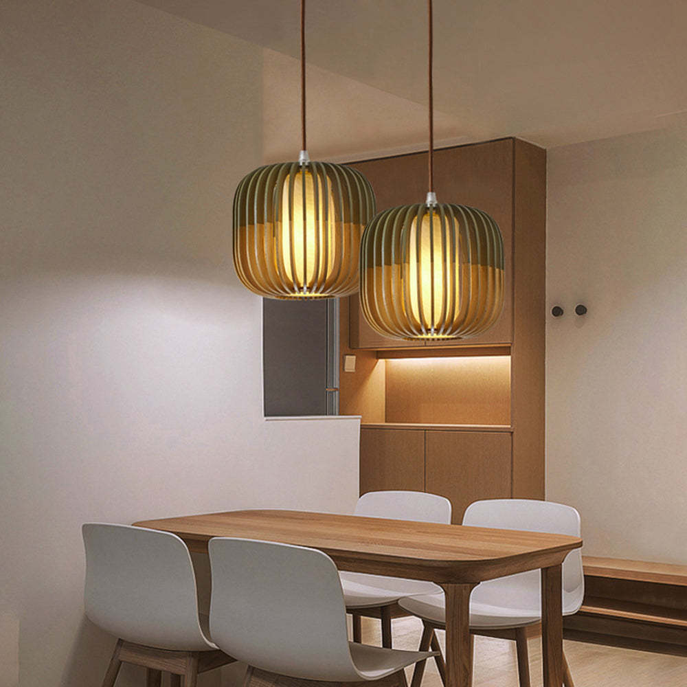 Tamisas Modern Birdcage Wood Pendant Light