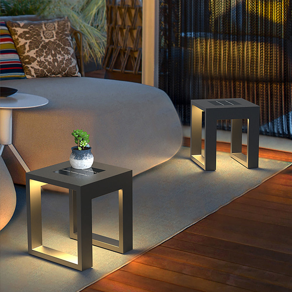 Zolibod Simple Hollow Cube Metal/ Outdoor Floor Lamp, Black