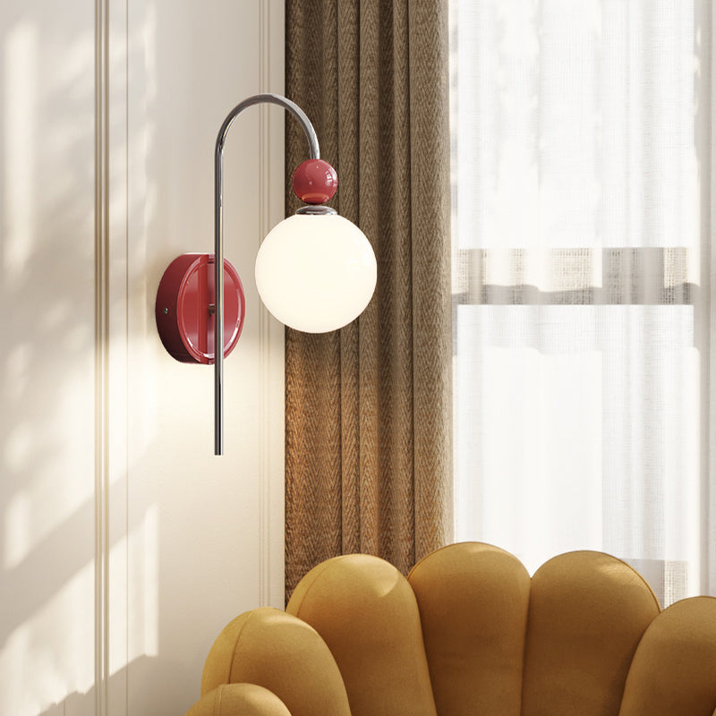 Murovud Modern LED Indoor Wall Lamp Red/Coffee Metal/Glass Bedroom