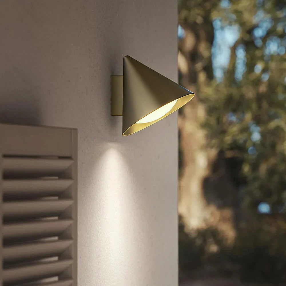 Kisumit Modern Minimalist Cone Metal Outdoor Waterproof Wall Lamp，Black/Gold