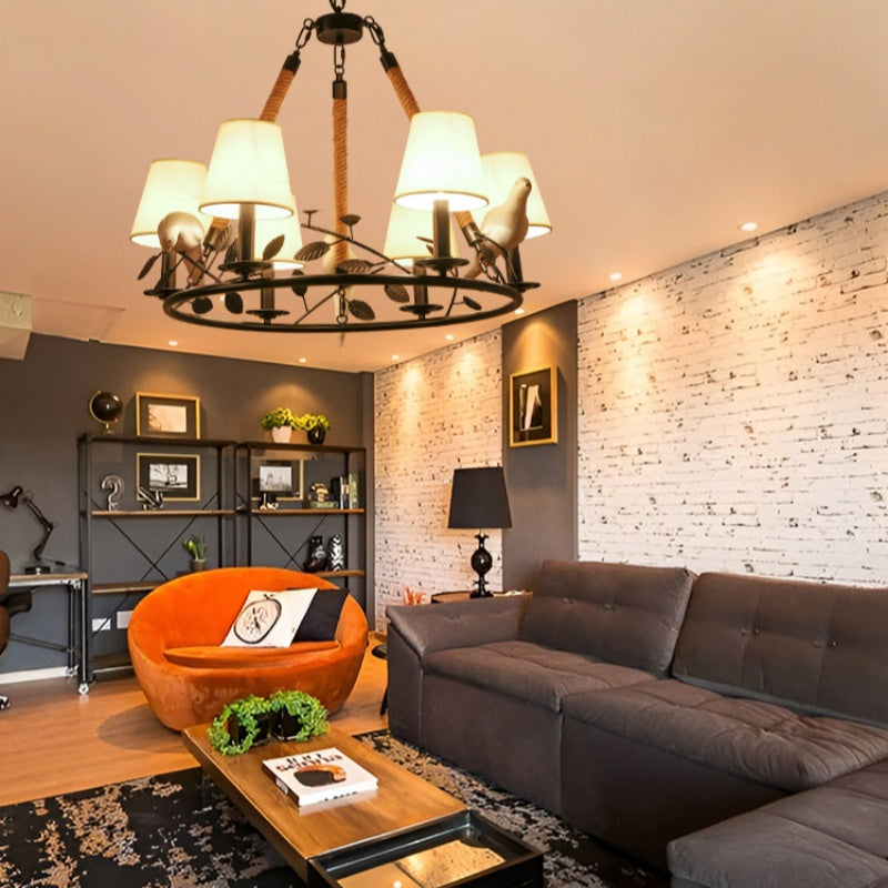 Reteponi Vintage LED Chandelier Black Metal Living Room/Bedroom