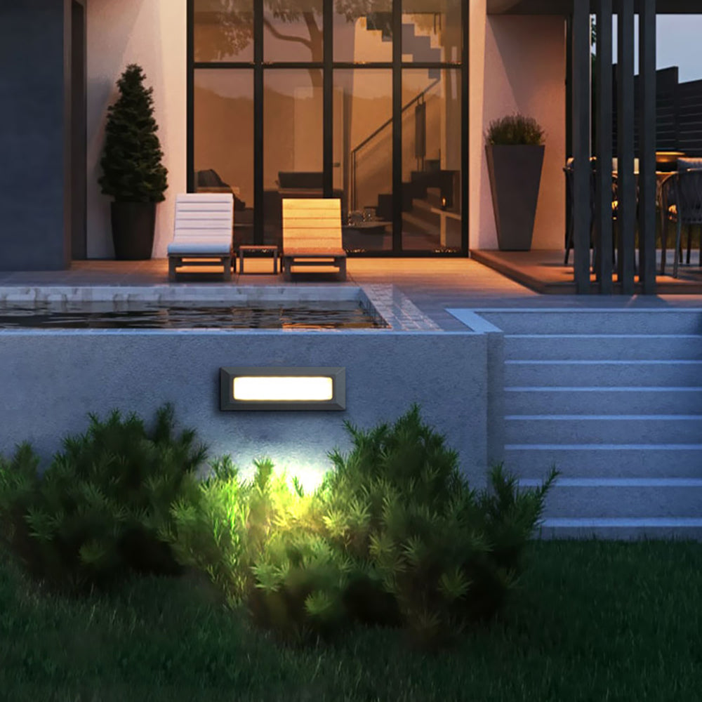 Vekutid Modern Metal Rectangular Outdoor Deck/Step Light, Black