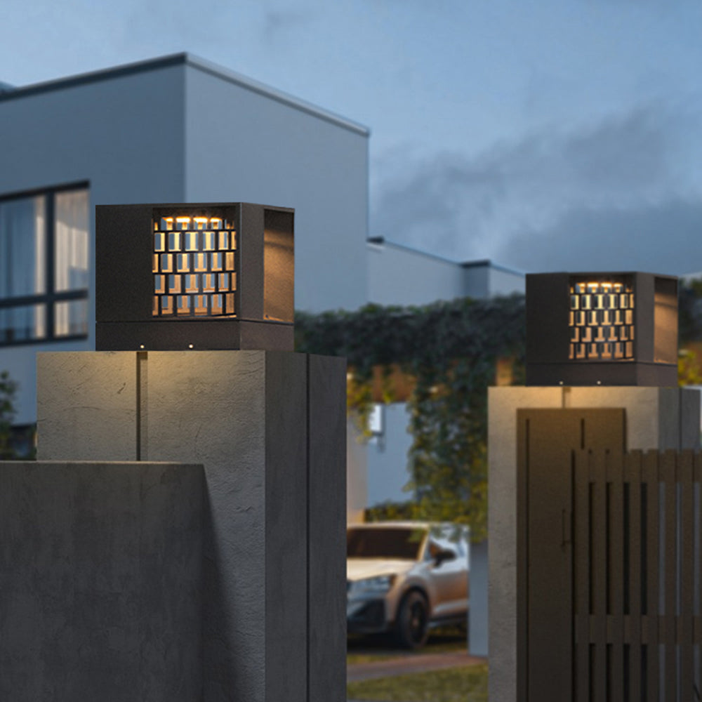 Hagisuk Modern Pattern Metal Outdoor Table Lamps, Black