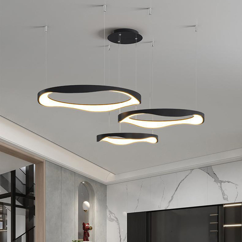 Widunom Pendant Light Rond Modern, Black/White, Dining Room