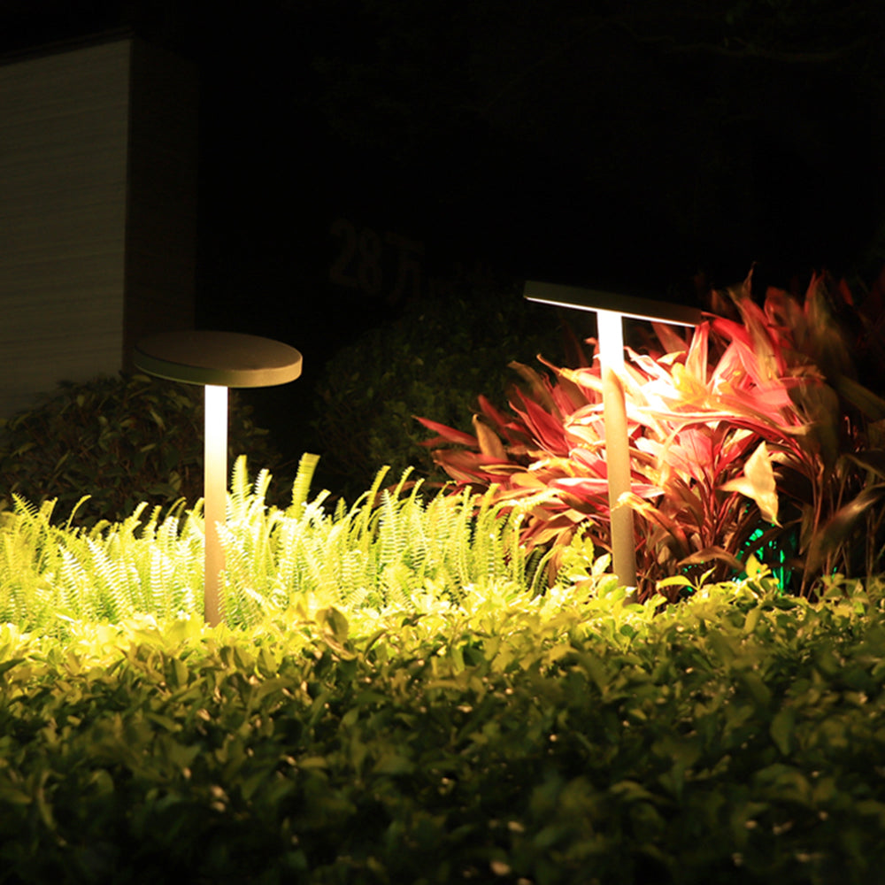 Maradek Modern Metal Disc Solar Outdoor Bollard Light, Black