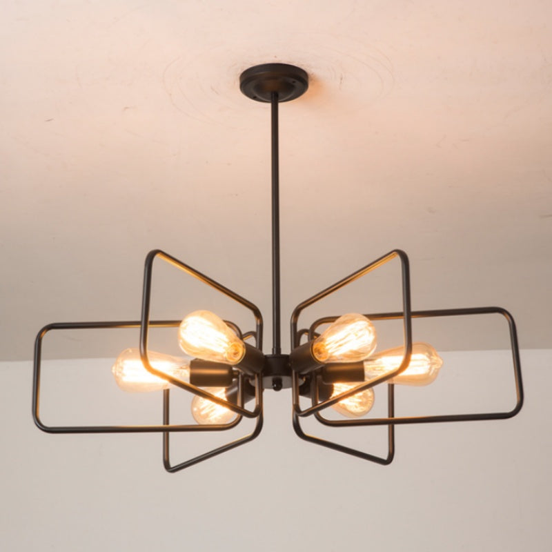 Zamidet Industrial LED Chandelier Black Metal Living Room/Bedroom