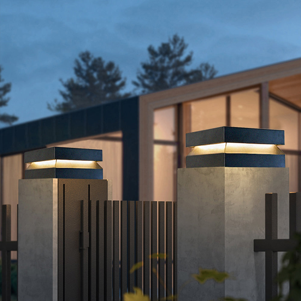 Corvex Outdoor Lamp Modern Concave Black Solar-Neutral Decor