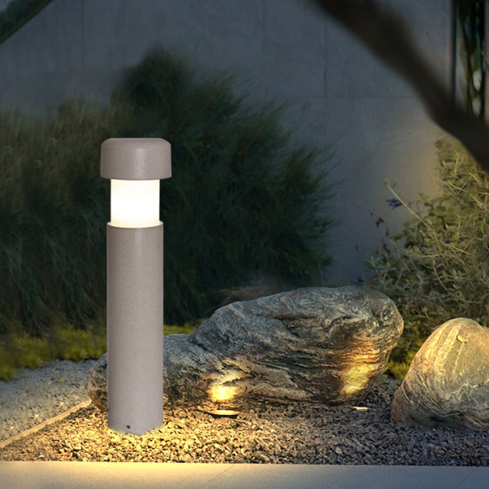Kedegak Modern Metal Cylindrical Outdoor Path Light, Grey