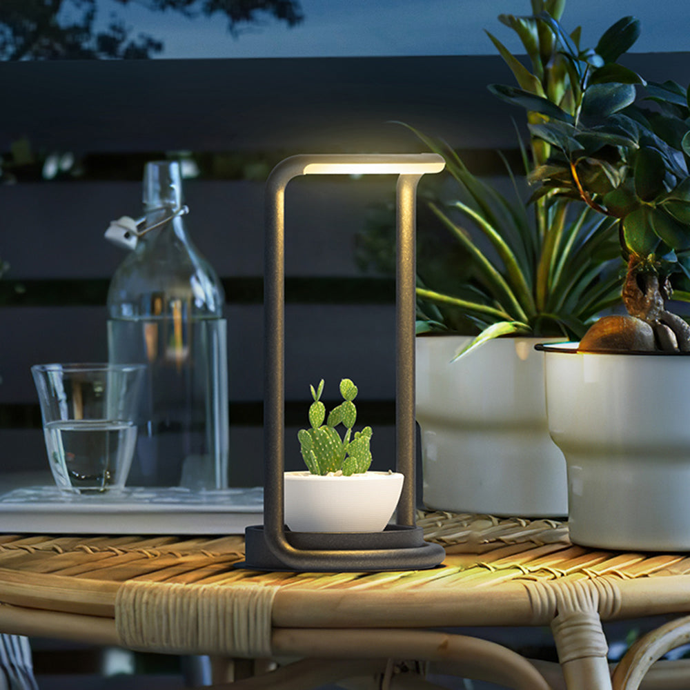 Datisad Minimalist Rectangular Solar LED Outdoor Floor Lamp, Black
