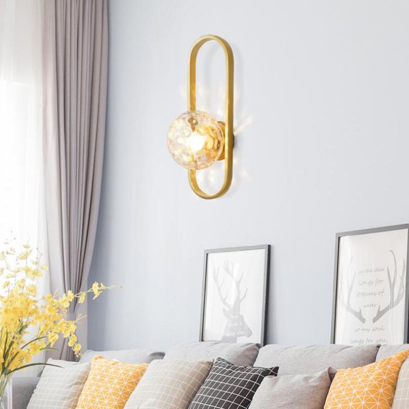 Fuvavel Modern Globe Bedside Wall Lamp Mount for Bedroom & Reading Room, Gold/Black