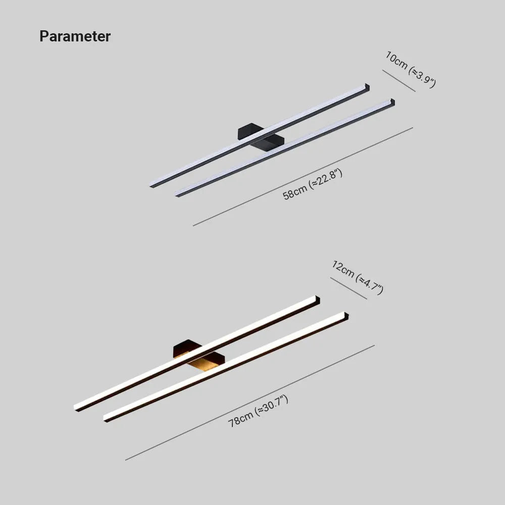 Lusomok Modern Minimaliste Flush Mount Ceiling Light, Double-Linear