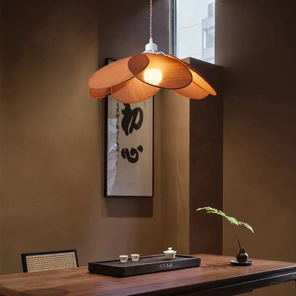 Wavikud Minimalist Fabric Flower Pendant Light, Orange/Brown/Beige