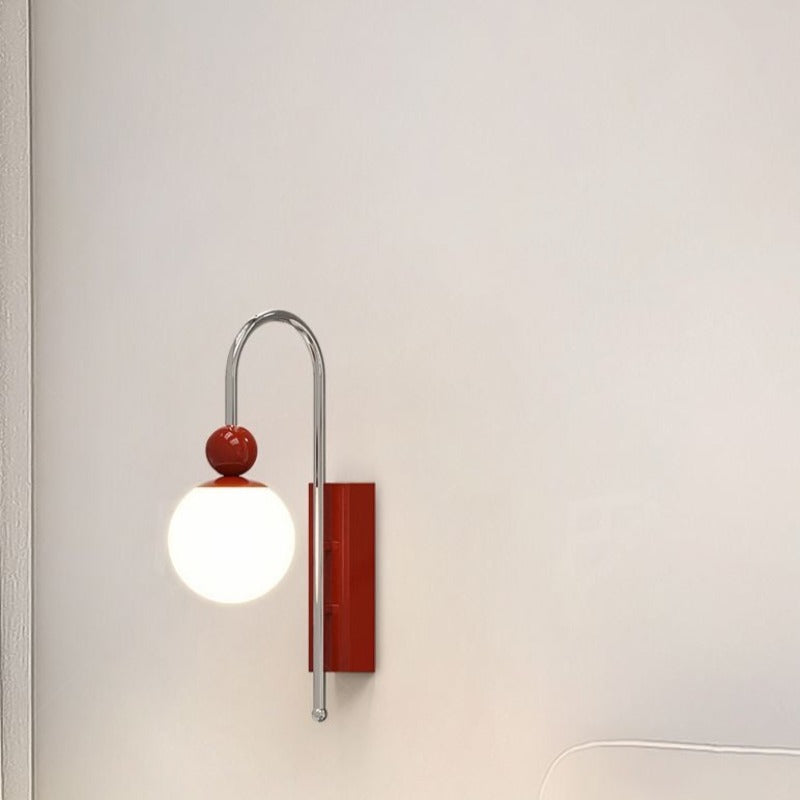 Murovud Modern LED Indoor Wall Lamp Red/Coffee Metal/Glass Bedroom