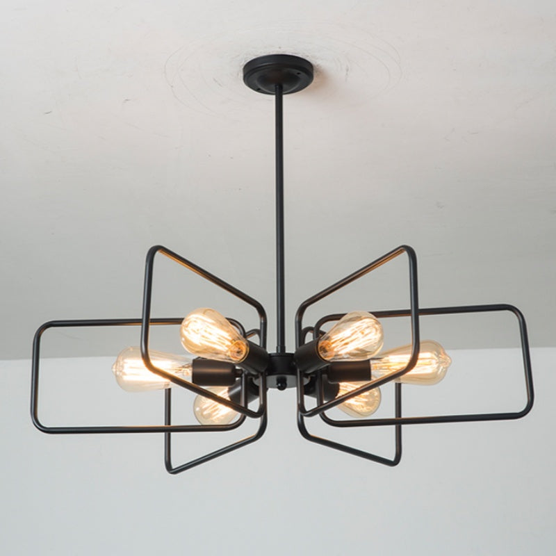 Zamidet Industrial LED Chandelier Black Metal Living Room/Bedroom