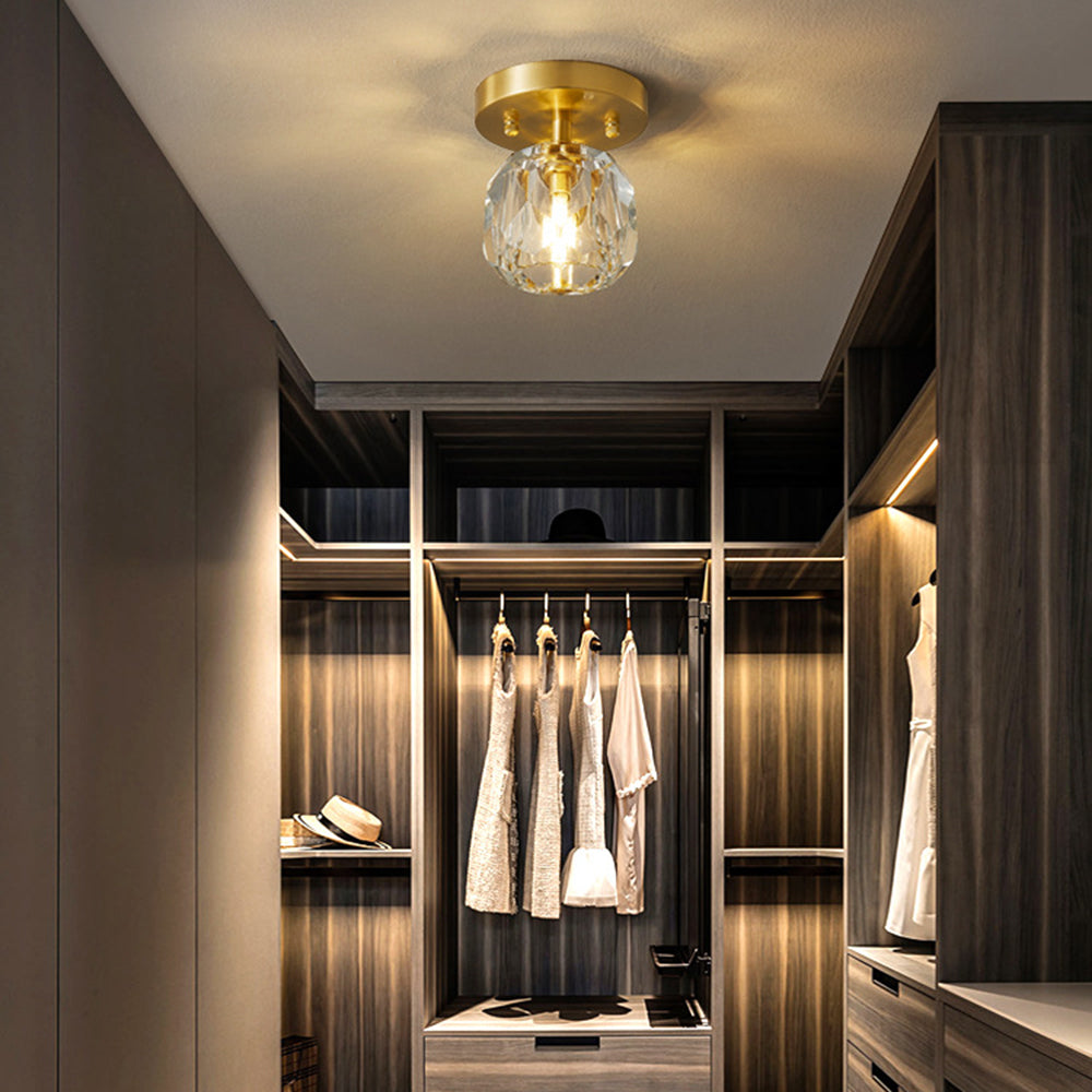 Lebomen Luxury Diamond Metal/ Flush Mount Ceiling Light, Gold
