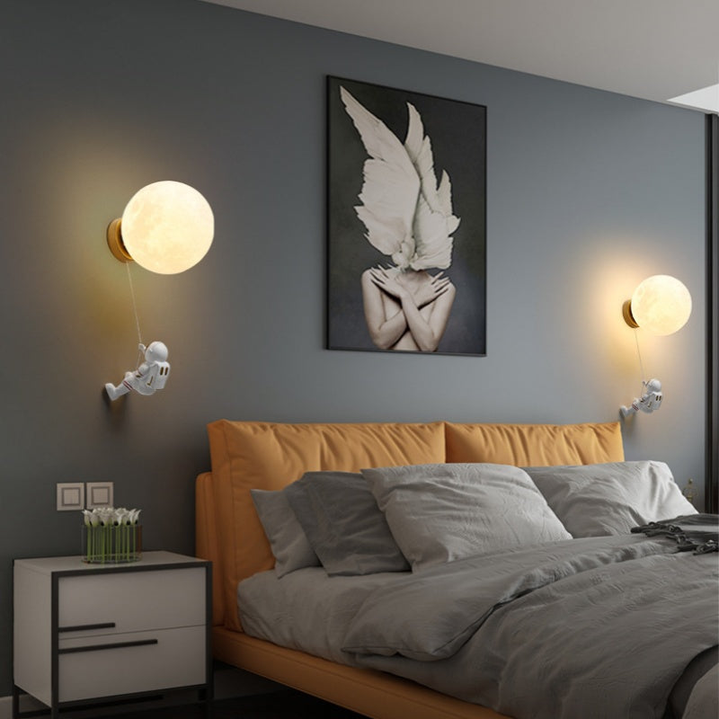 Dupivad Modern Moon LED Indoor Wall Lamp White Resin Kid's Room
