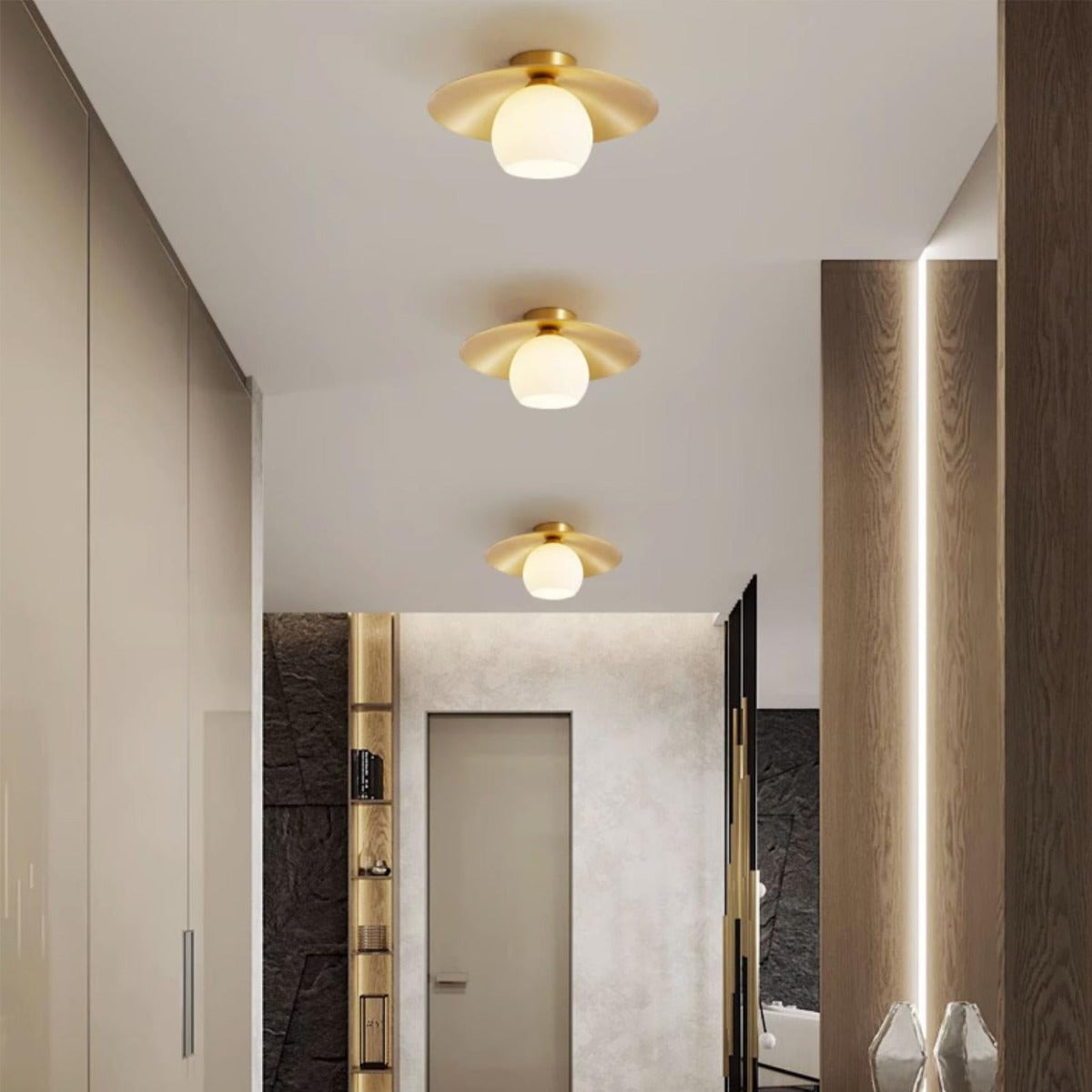 Firatel Nordic Retro LED Flush Mount Ceiling Light Metal Glass Corridor