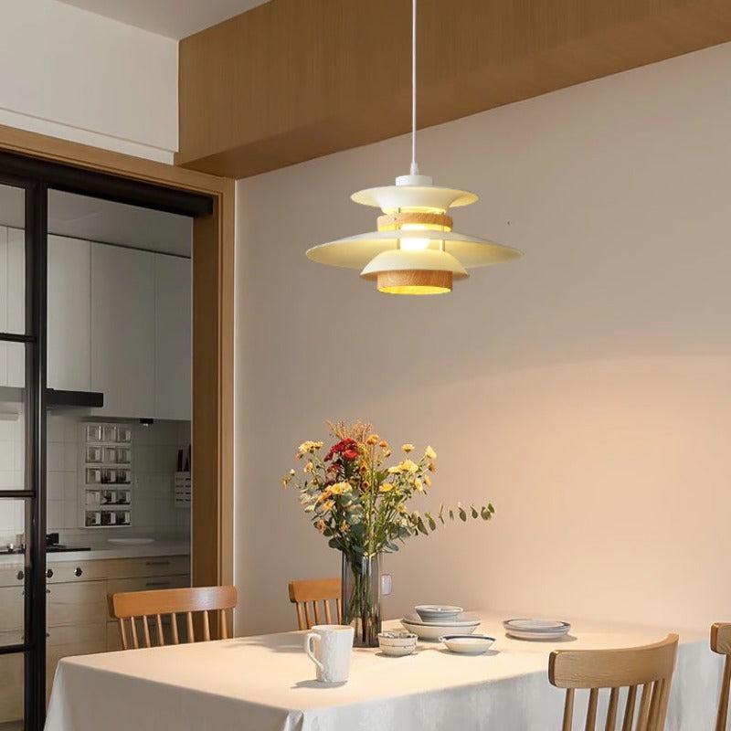 Jenaral Modern Pendant Light Black/White/Wood Metal Dining Room