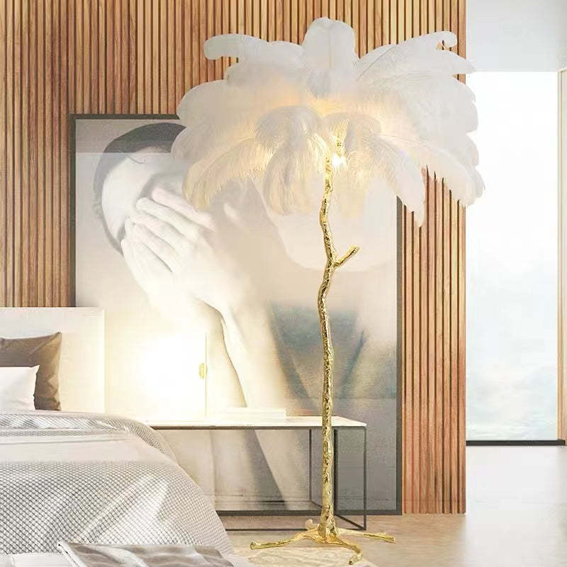 Salenor Nordic Luxury Unique Ostrich Feather Floor Lamp/Table Lamp-Neutral Decor