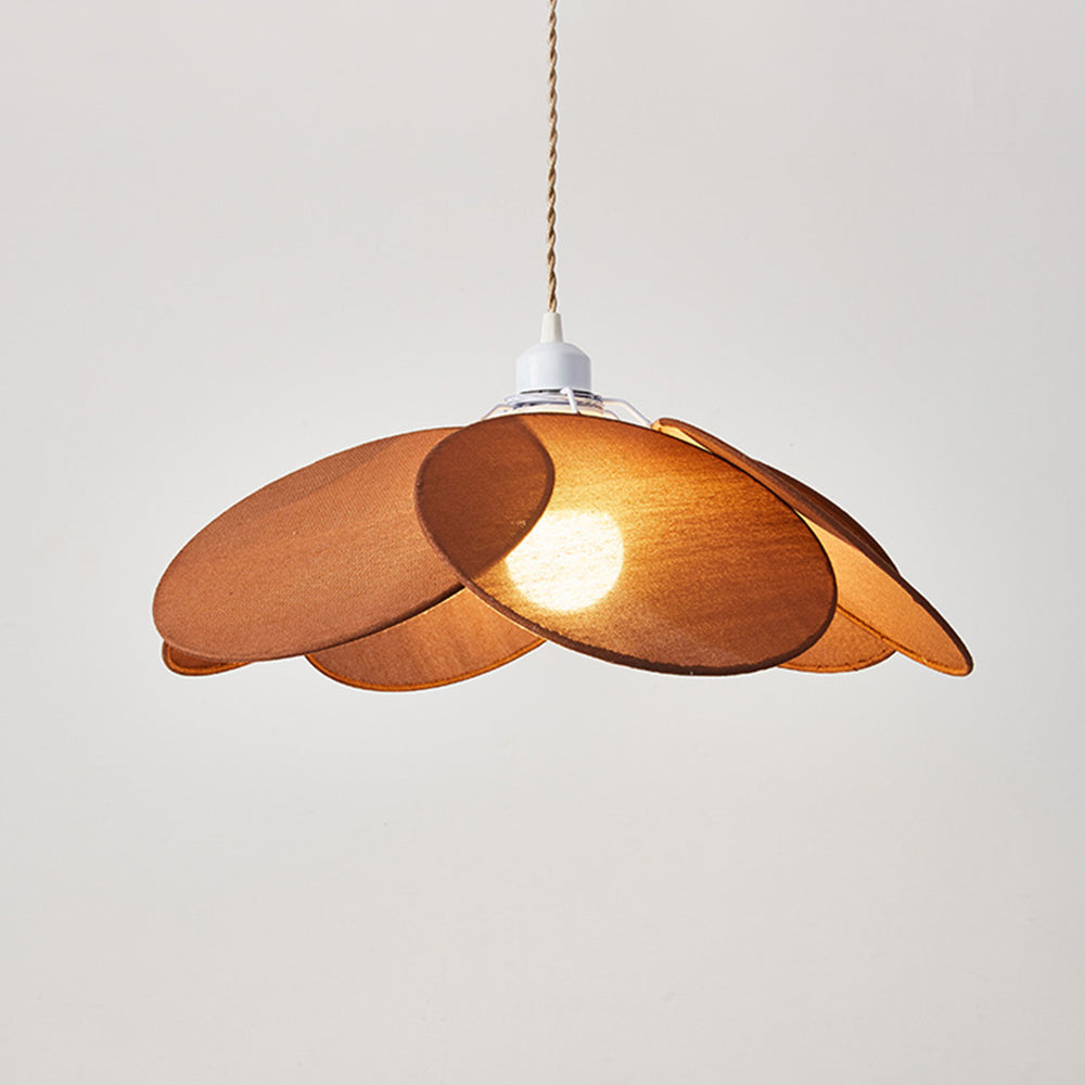 Wavikud Minimalist Fabric Flower Pendant Light, Orange/Brown/Beige