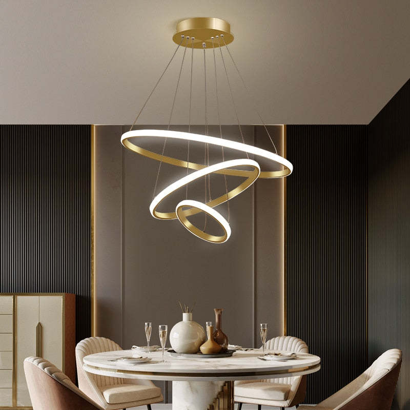 Tavonex Modern Ring Pendant Light, 2/3/4 Rings-Neutral Decor