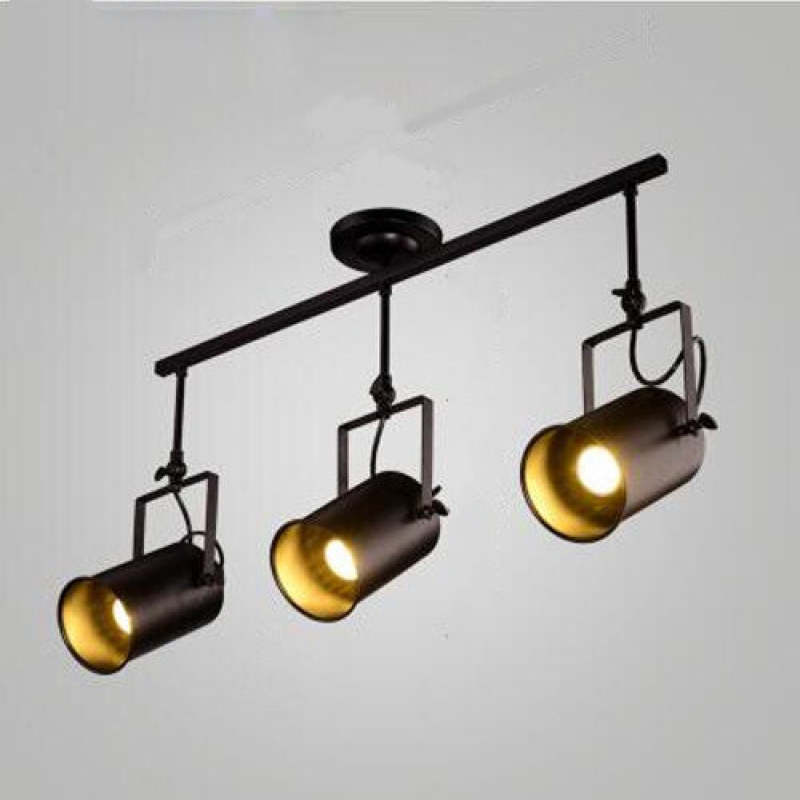 Tudelir Vintage Adjustable Semi-Flush Mount Ceiling Light, Black