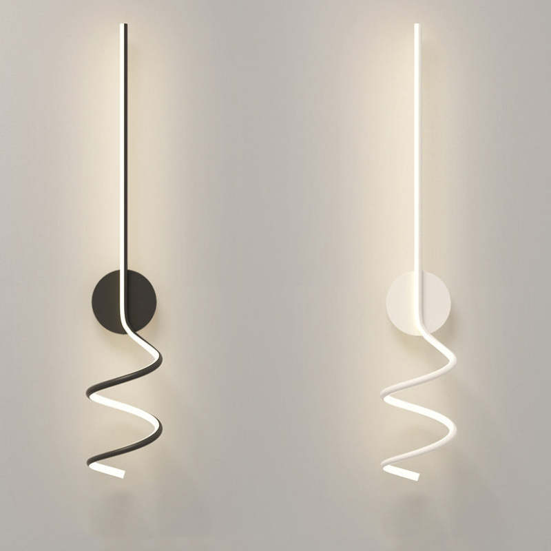 Kipenan Modern LED Art Interior Wall Light Spiral, Black & White