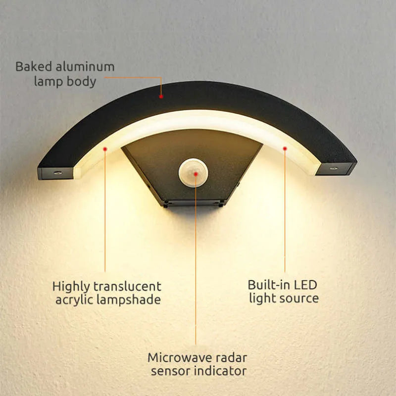 Alvyn Wall Lamp Nordic Arc Waterproof LED Outdoor Black-Neutral Decor