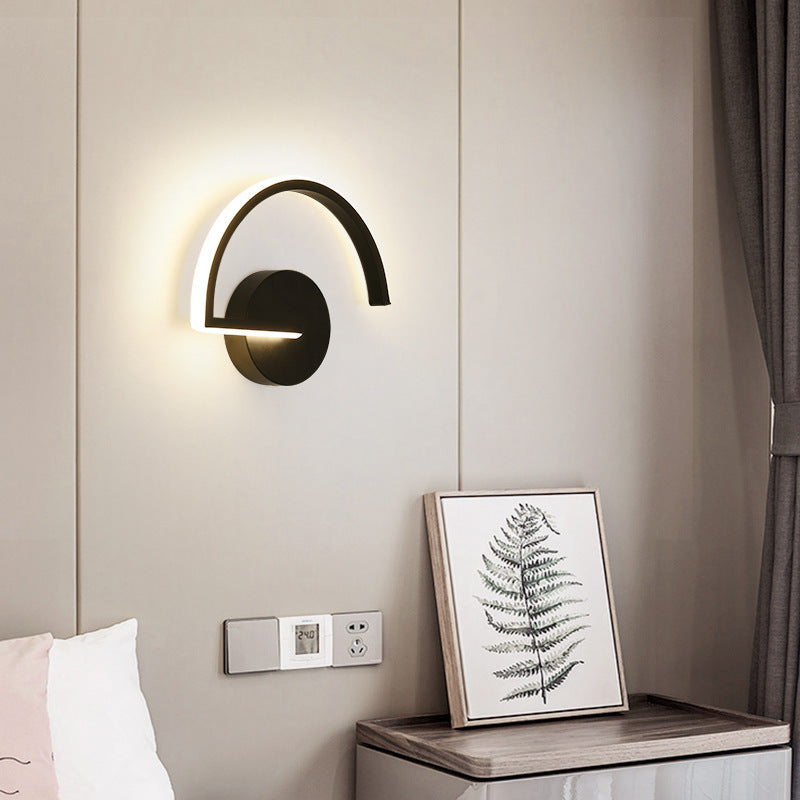 Kelimes Minimalist Linear Semicircular Metal Decor Wall Lamp