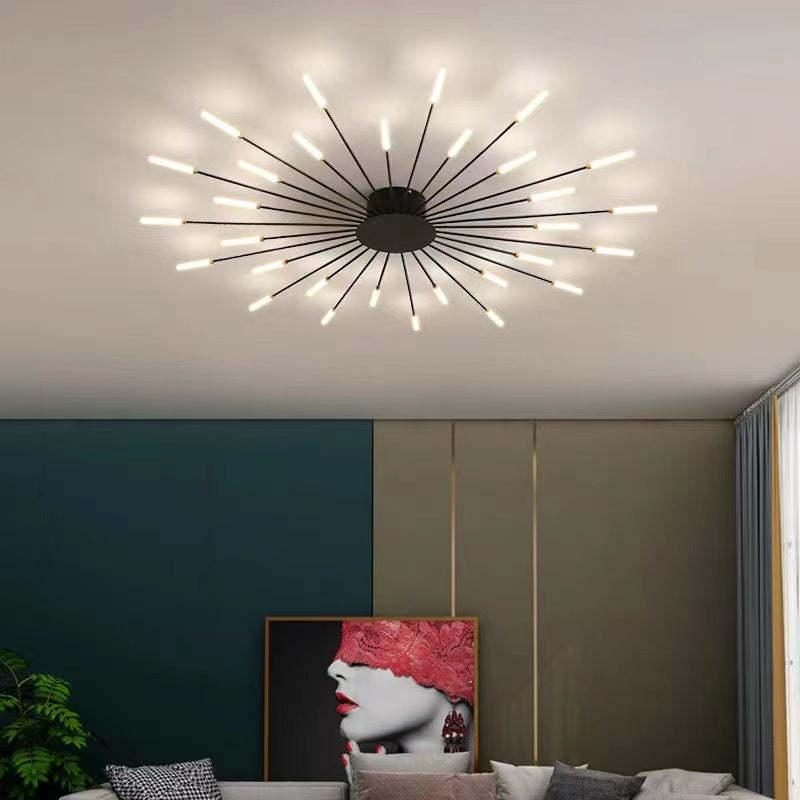 Kovon Flush-Mount Ceiling Light Fireworks, Black/Gold-Neutral Decor