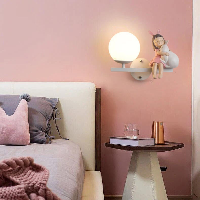 Daribos Modern Metal/Glass Wall lamp, White & Pink