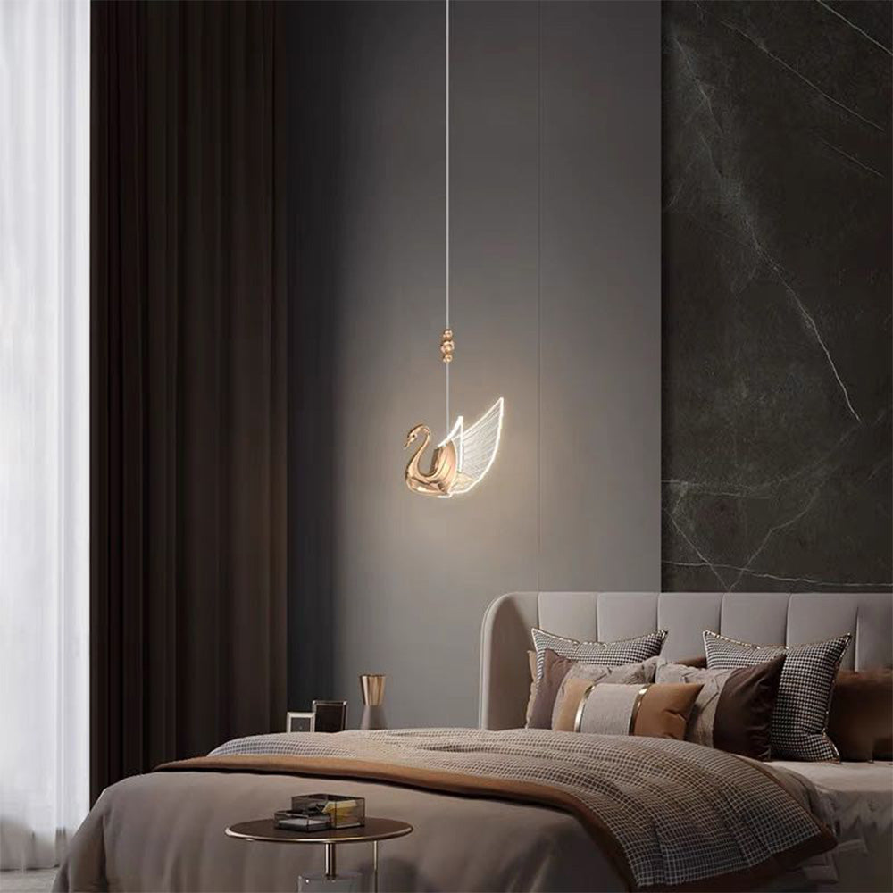 Letoted Modern Creative Swan Pendant Light, 2 Color
