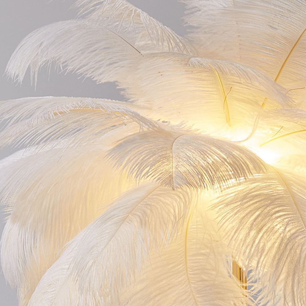 Tutigod Modern Natural Ostrich Feather Gold-plated Floor Lamp